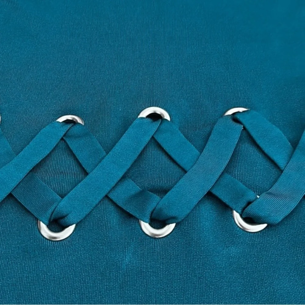 Michael Kors Blue Sheath Mini Dress Short Sleeve Crew Neck - Picture 3 of 10